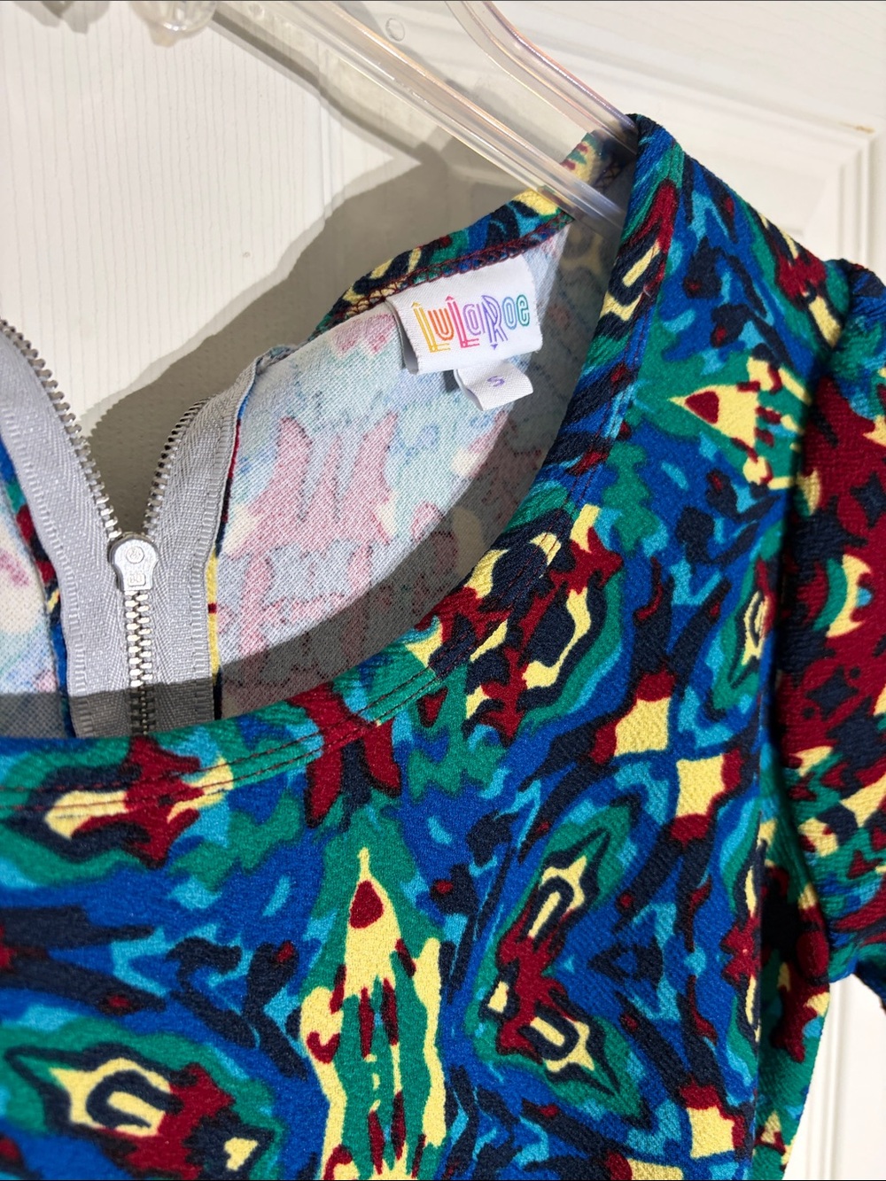 Women's Short-Sleeve Fit & Flare Dress in Multicolor Kaleidoscope - Picture 3 of 8